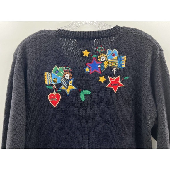 The Quacker Factory Women’s Long Sleeve Cotton/Ramie Black Appliquéd Cardigan S - Picture 7 of 7